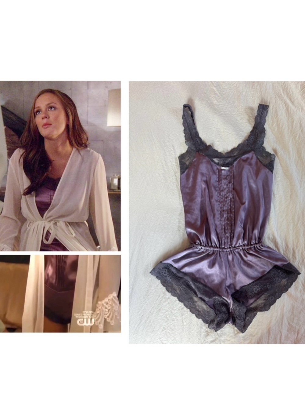Victoria’s Secret Vintage satin purple teddy romper ASO Blair Waldorf size XS